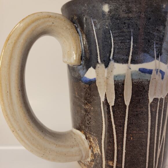 Krause Vintage Pottery 1990 Geometric Mug Clay Coffee Tea Blue/Brown - Picture 5 of 12